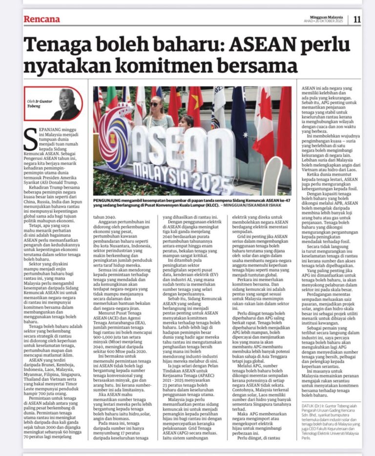 Malaysia Poised to Lead ASEAN’s Renewable Energy Commitment