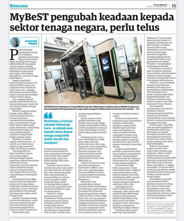 MyBEST pengubah keadaan kepada sektor tenaga negara